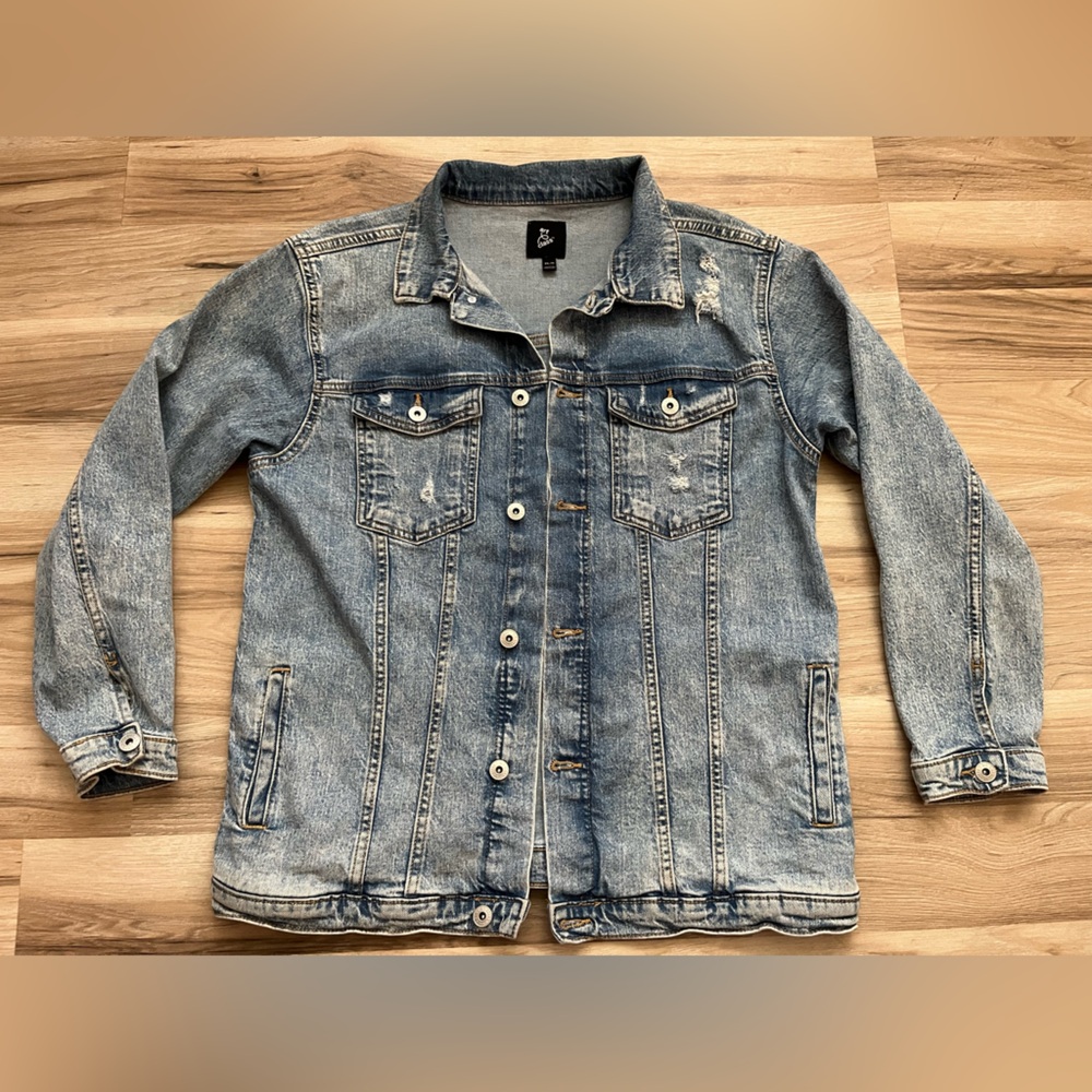 Art Class Women’s Oversized Jean Jacket Size XXL Distressed Denim